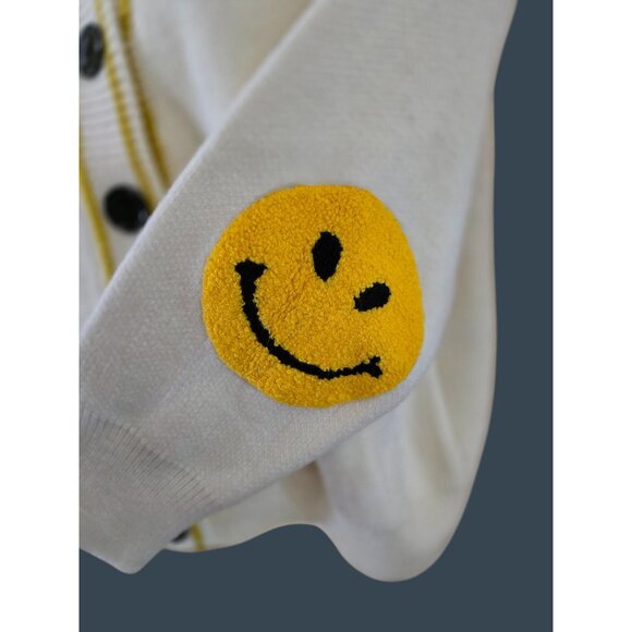 En Crème M/L Womens Cardigan With Smiley Patch & Yellow Stripe Details emoji - Picture 5 of 9
